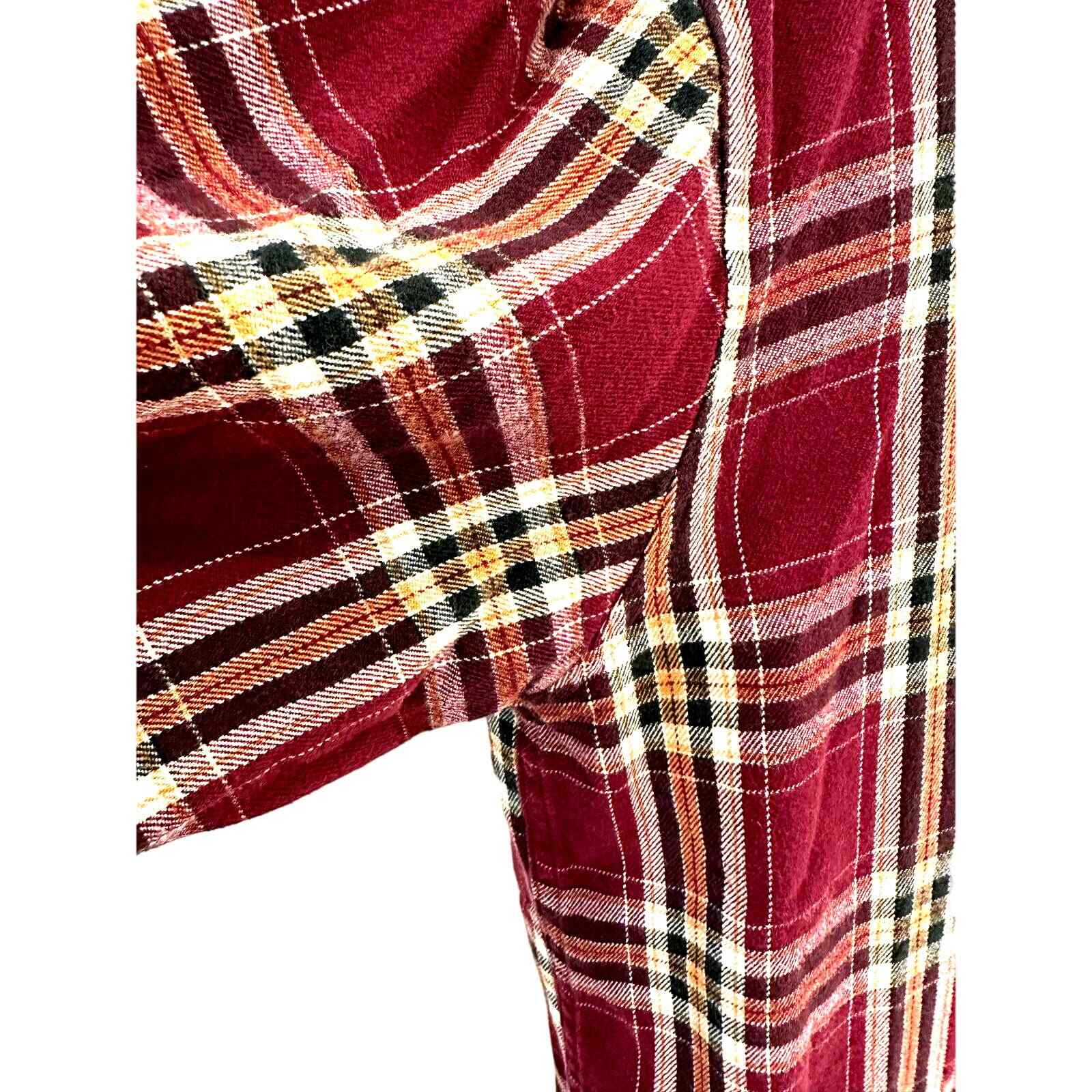Magellan Sportswear Men’s XL Burgundy Plaid Flannel Long Sleeve Shirt - Thumbnail 6
