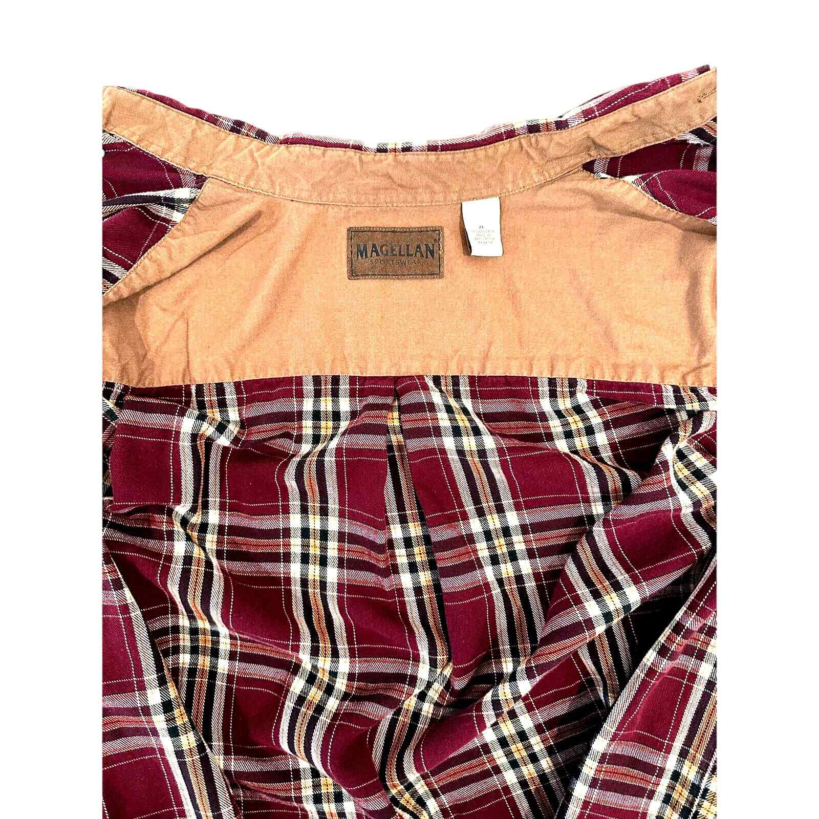 Magellan Sportswear Men’s XL Burgundy Plaid Flannel Long Sleeve Shirt - Thumbnail 5