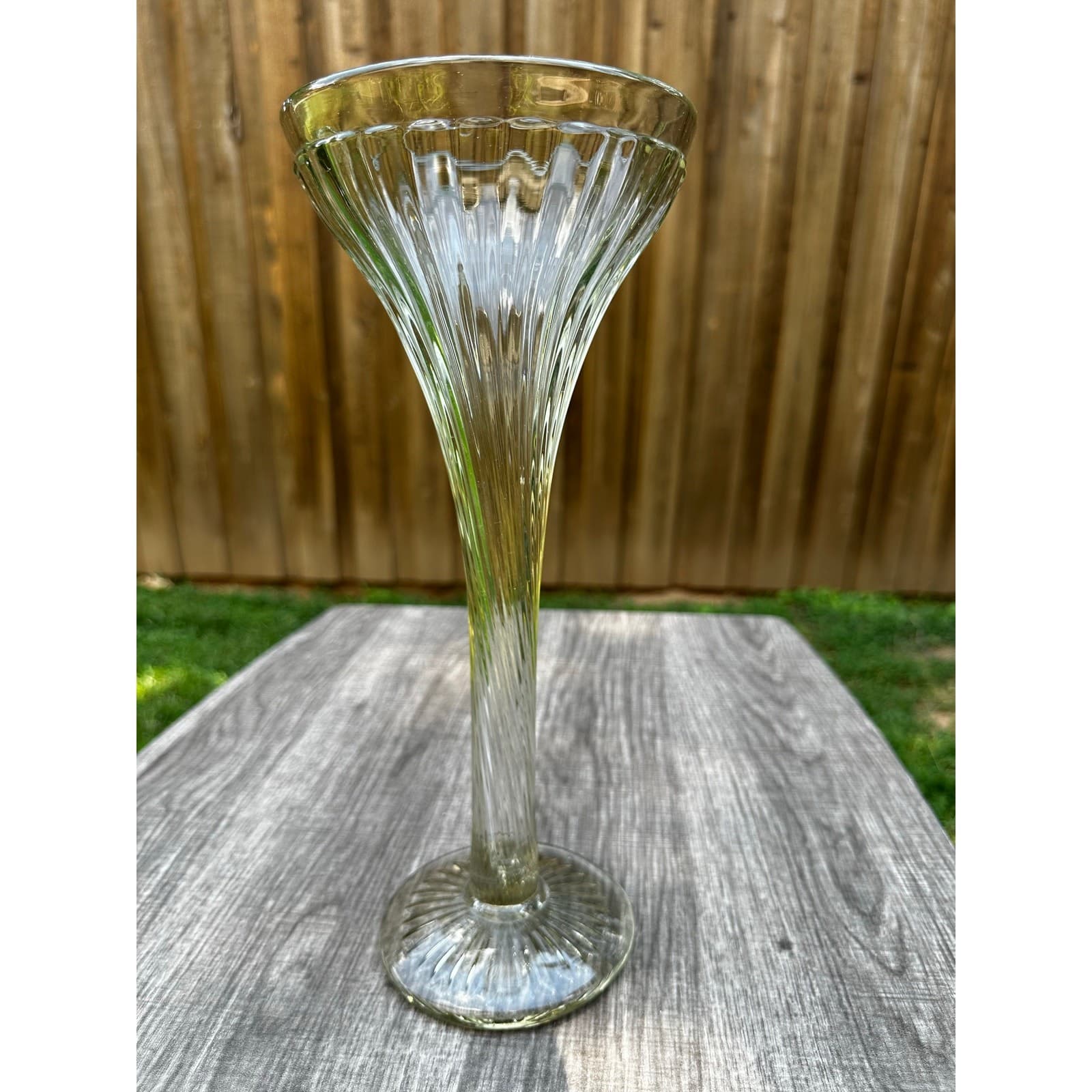 Antique 1920's New Martinsville Heavy Glass 12" Shelf Riser or Trumpet Vase - Thumbnail 5