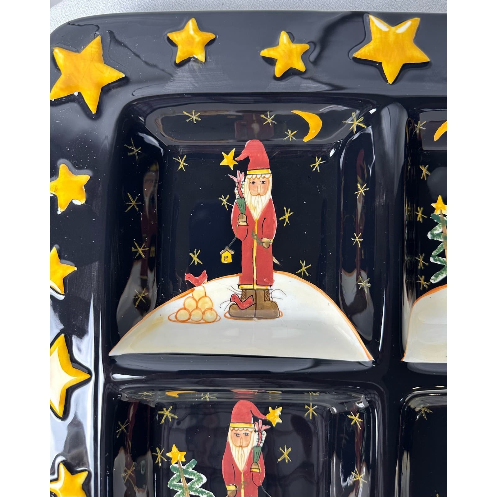 BECCA BARTON Midnight Santa Serving Platter by Certified 15-1/4” Square EX - Thumbnail 4