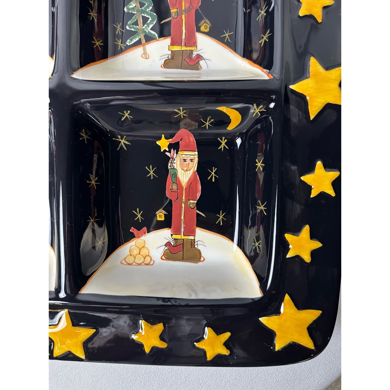 BECCA BARTON Midnight Santa Serving Platter by Certified 15-1/4” Square EX - Thumbnail 6