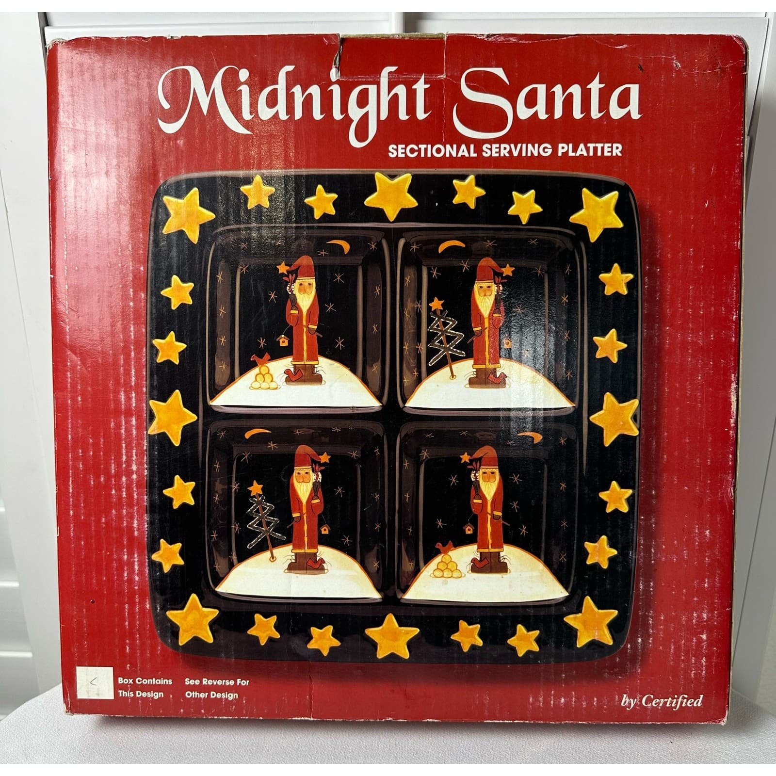 BECCA BARTON Midnight Santa Serving Platter by Certified 15-1/4” Square EX