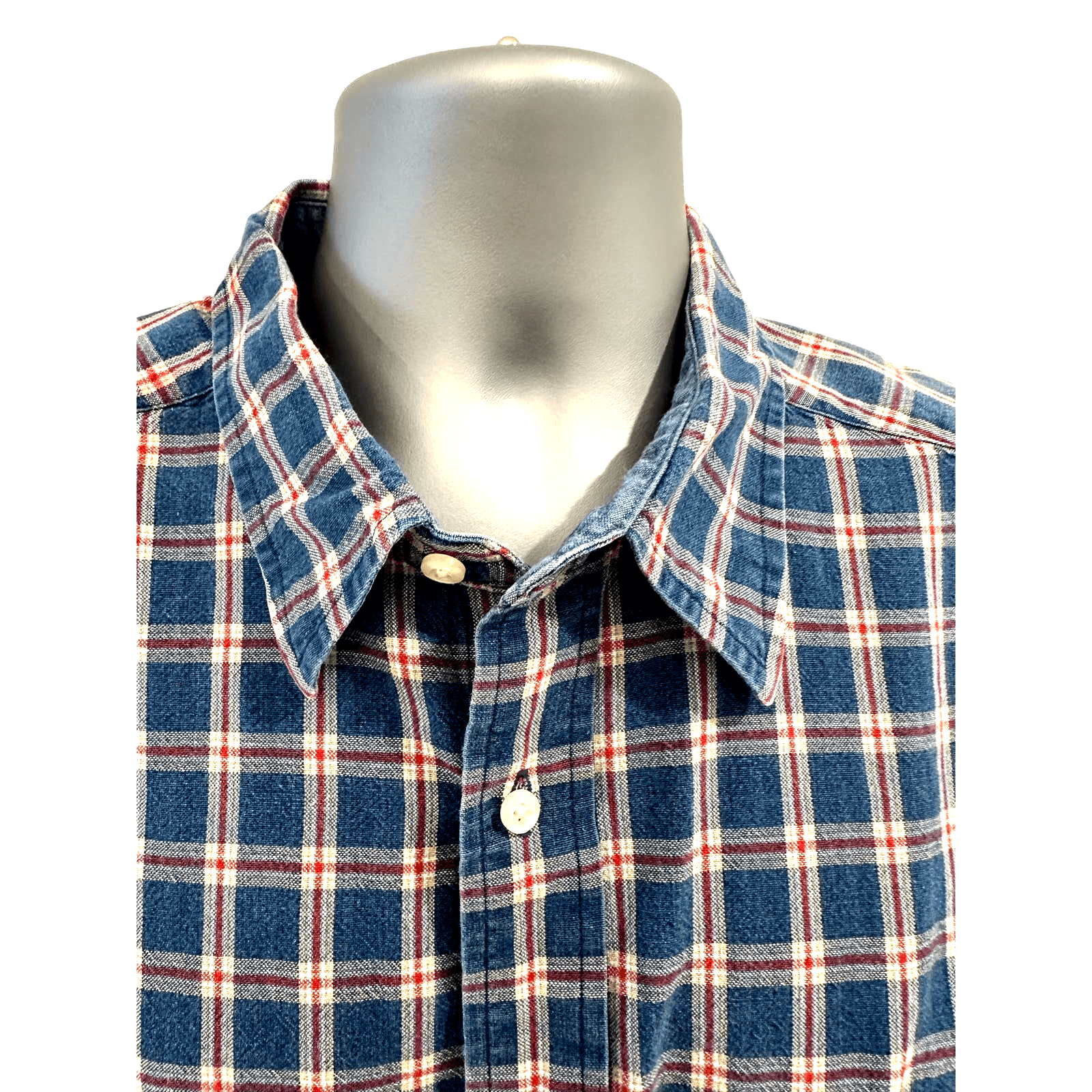 Tommy Hilfiger Men’s Red White Blue Plaid Button-Down Shirt-XL - Thumbnail 3