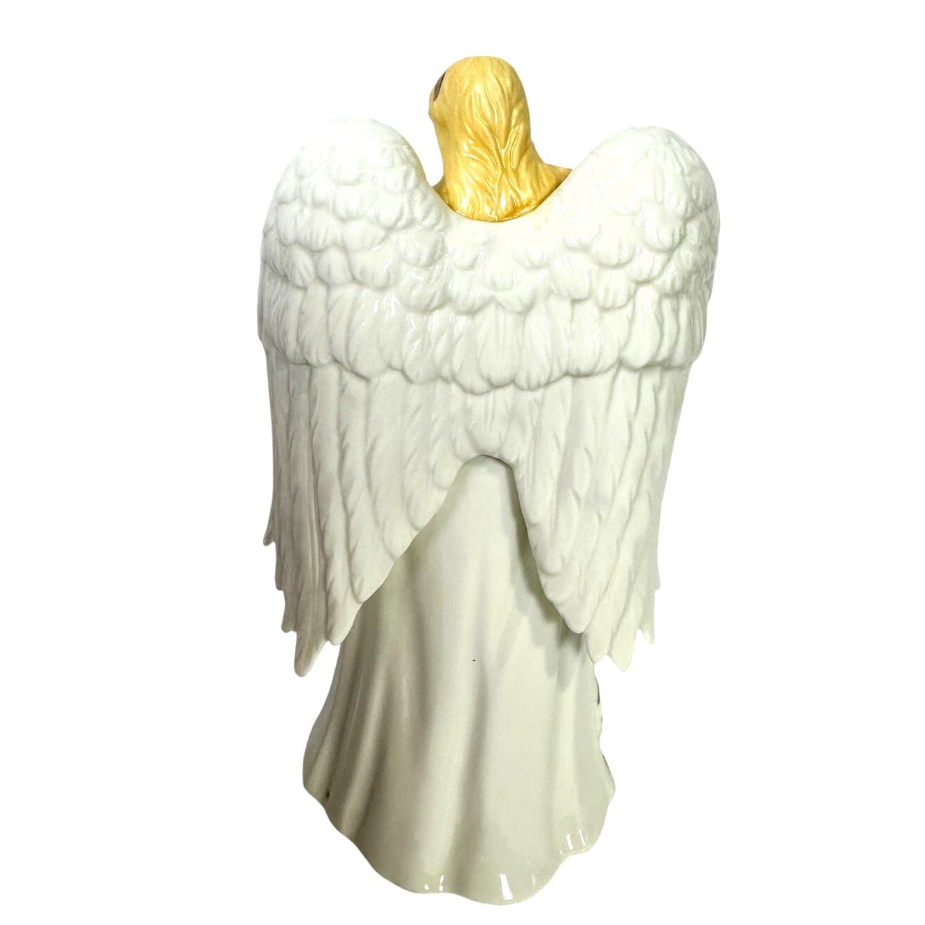 Dillard's Trimmings Vintage 10" Ceramic Musical Christmas Angel Ivory Gold-NEW! - Thumbnail 2