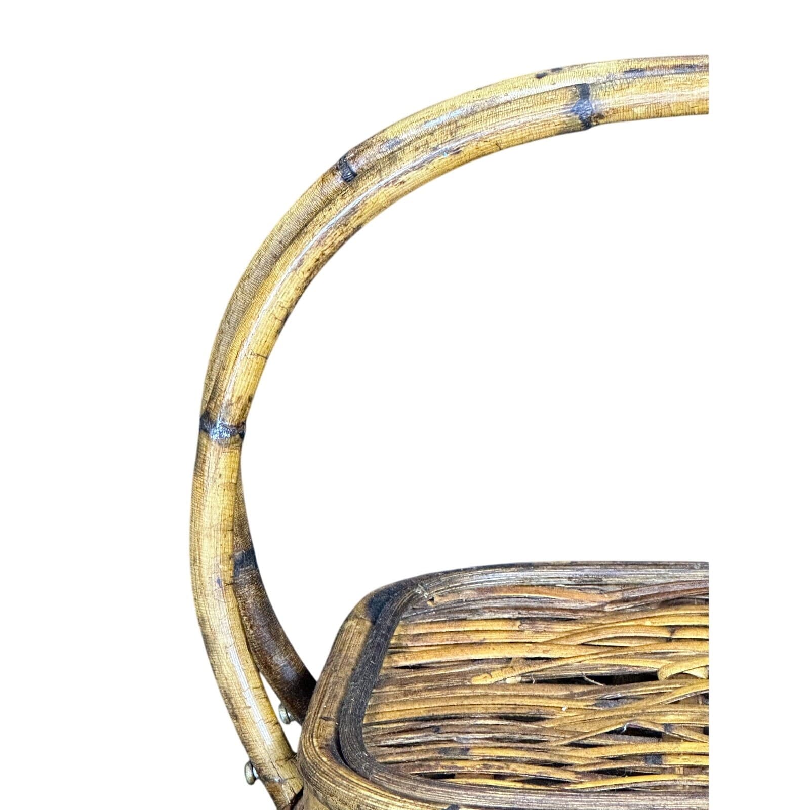 Wicker Picnic Basket Double Handles Bombay Style Vintage - Thumbnail 6