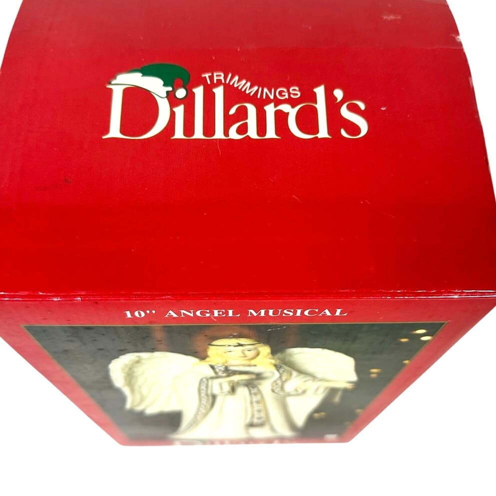Dillard's Trimmings Vintage 10" Ceramic Musical Christmas Angel Ivory Gold-NEW! - Thumbnail 5