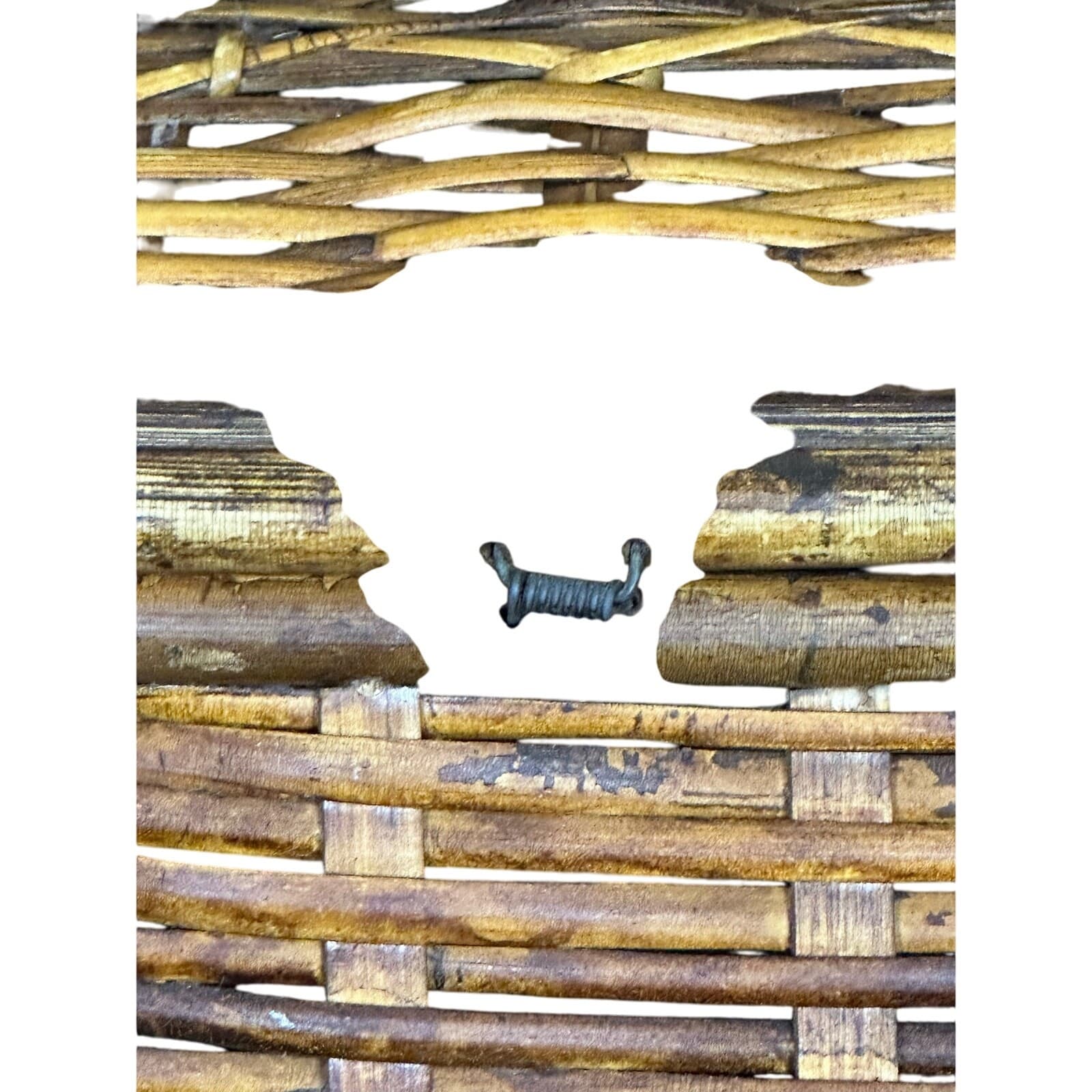 Wicker Picnic Basket Double Handles Bombay Style Vintage - Thumbnail 11