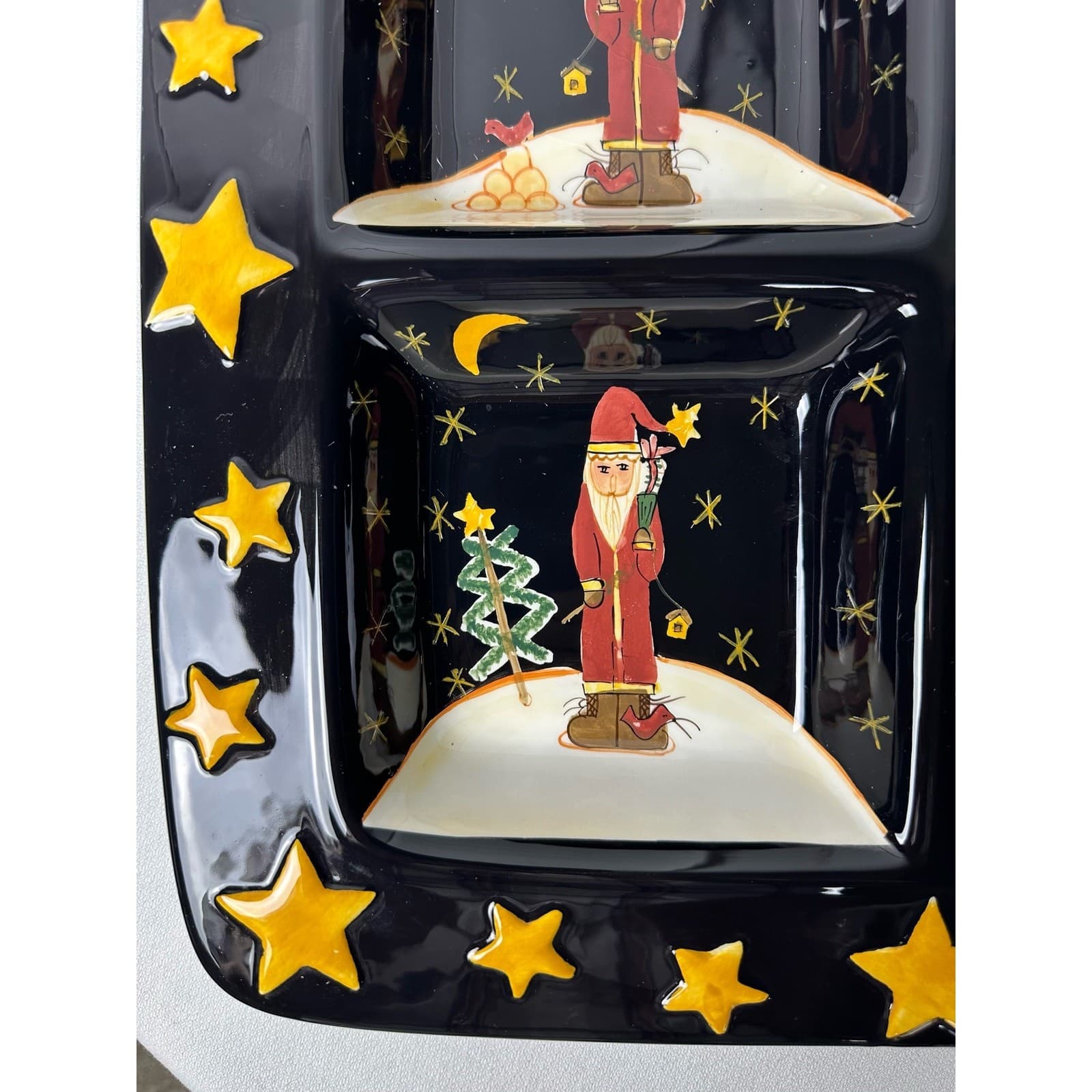 BECCA BARTON Midnight Santa Serving Platter by Certified 15-1/4” Square EX - Thumbnail 7