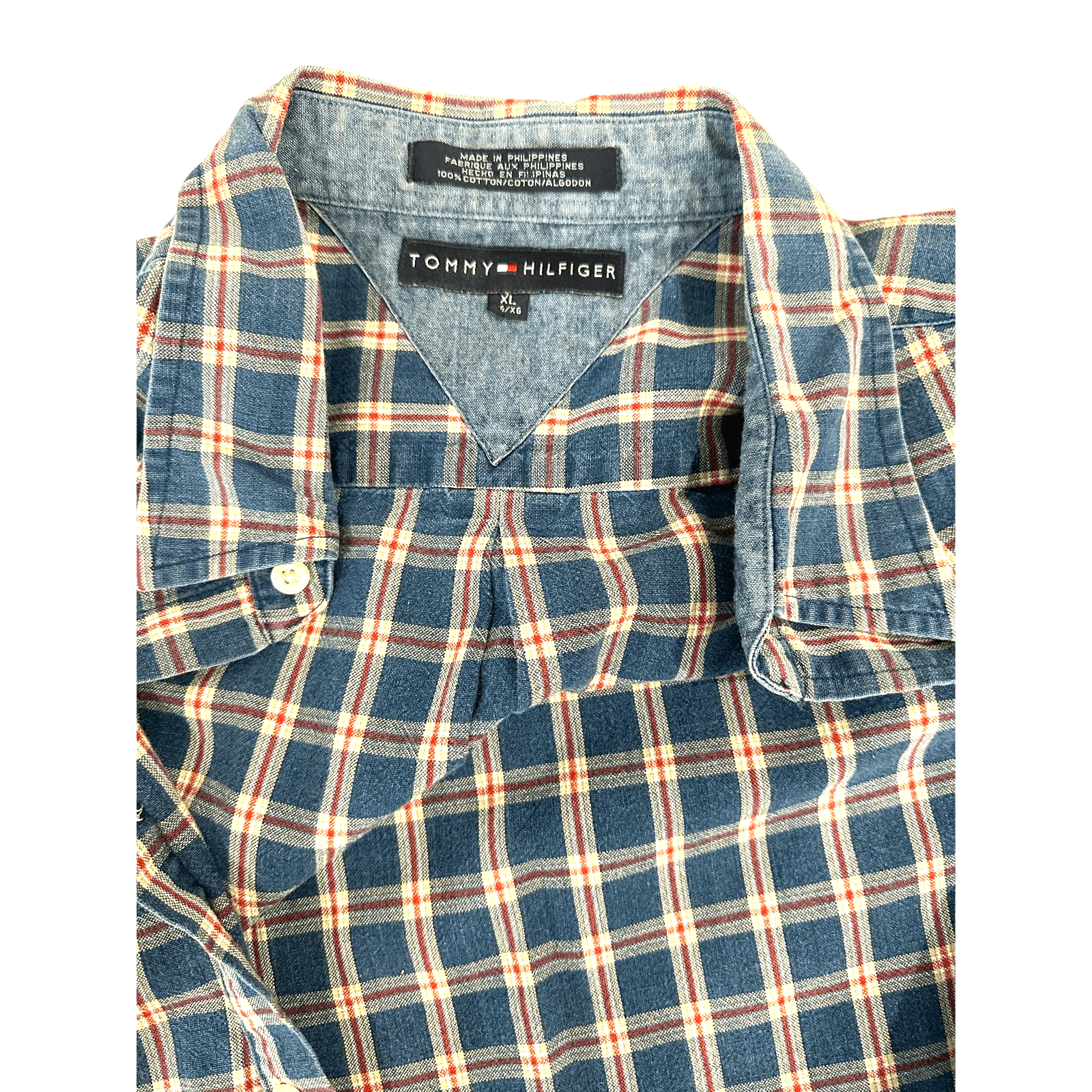 Tommy Hilfiger Men’s Red White Blue Plaid Button-Down Shirt-XL - Thumbnail 5