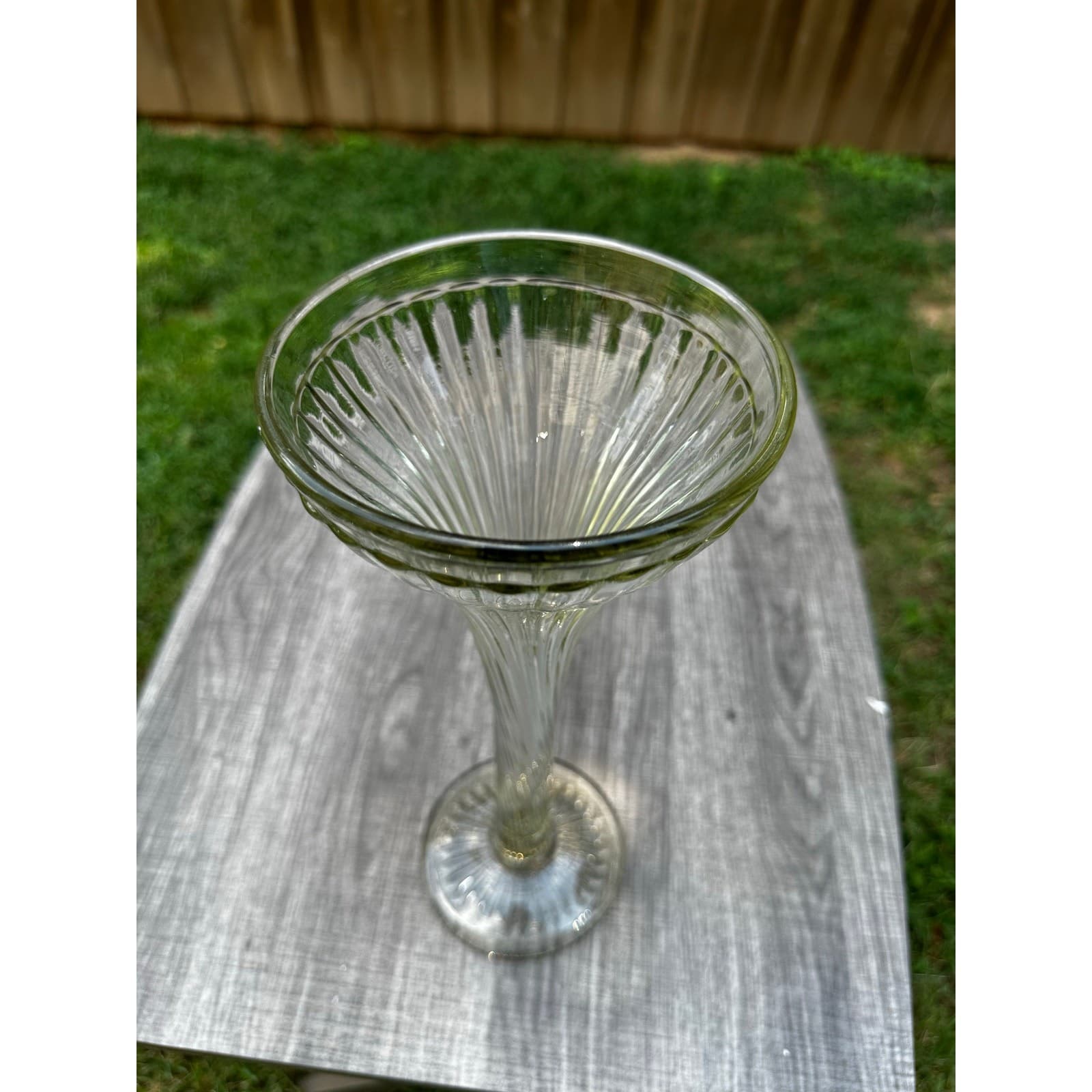 Antique 1920's New Martinsville Heavy Glass 12" Shelf Riser or Trumpet Vase - Thumbnail 3