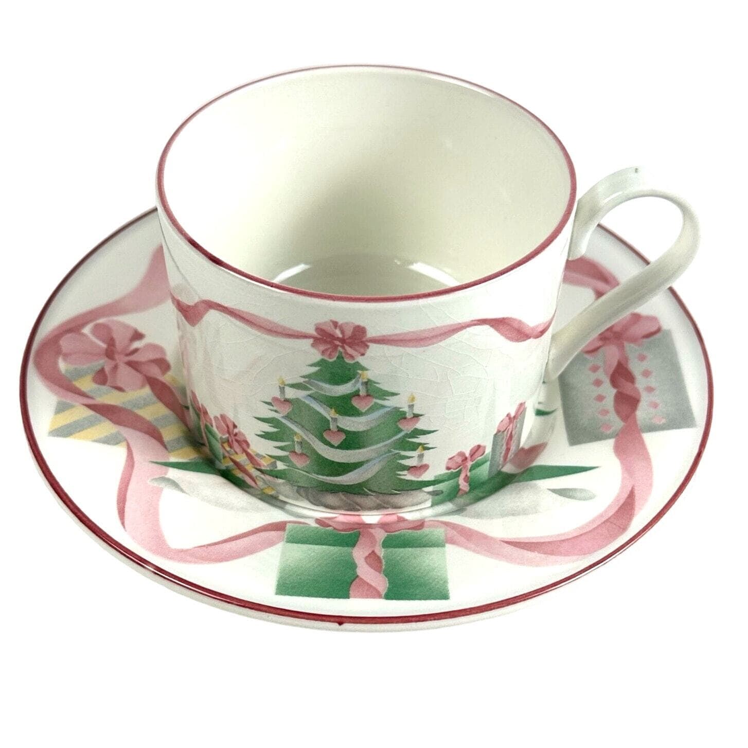 Sango Home for Christmas 1989 Korea Gold Mark # 3321 Flat Cup and Saucer Set - Thumbnail 2