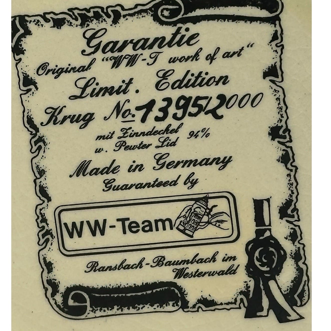 Westerwald Team Germany Limited Edition 1395/2000 'Millennium 2000' Beer Stein - Thumbnail 14