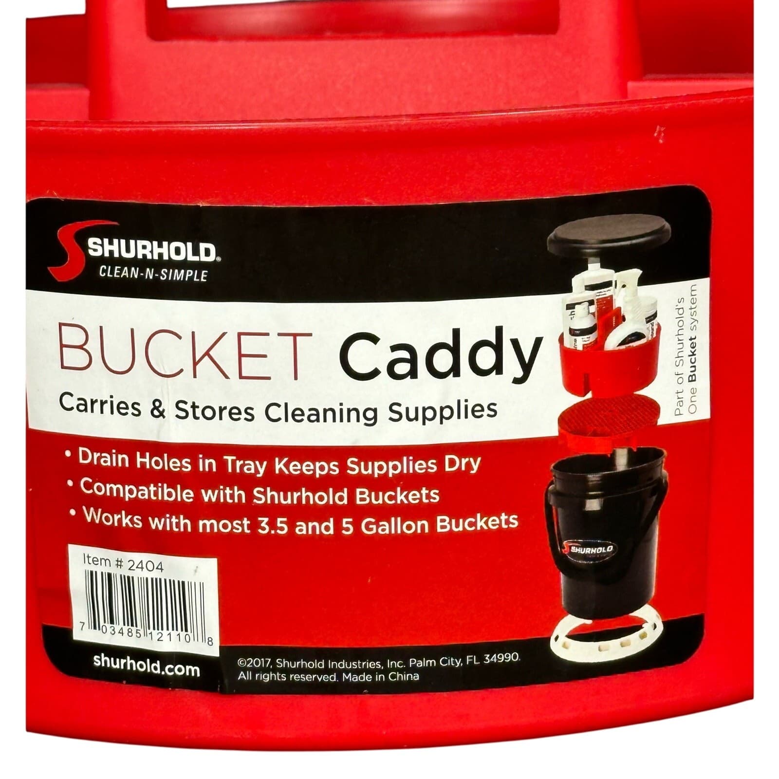 SHUROLD Bucket Caddy Perforated Bottom Red NEW - Thumbnail 2