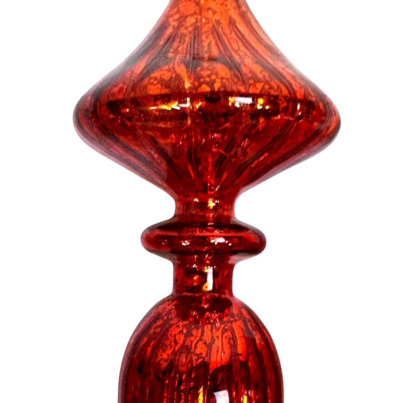 Red Mercury Glass 9" to 11" Vintage Finial Christmas Ornaments-Stunning-Set of 3 - Thumbnail 6