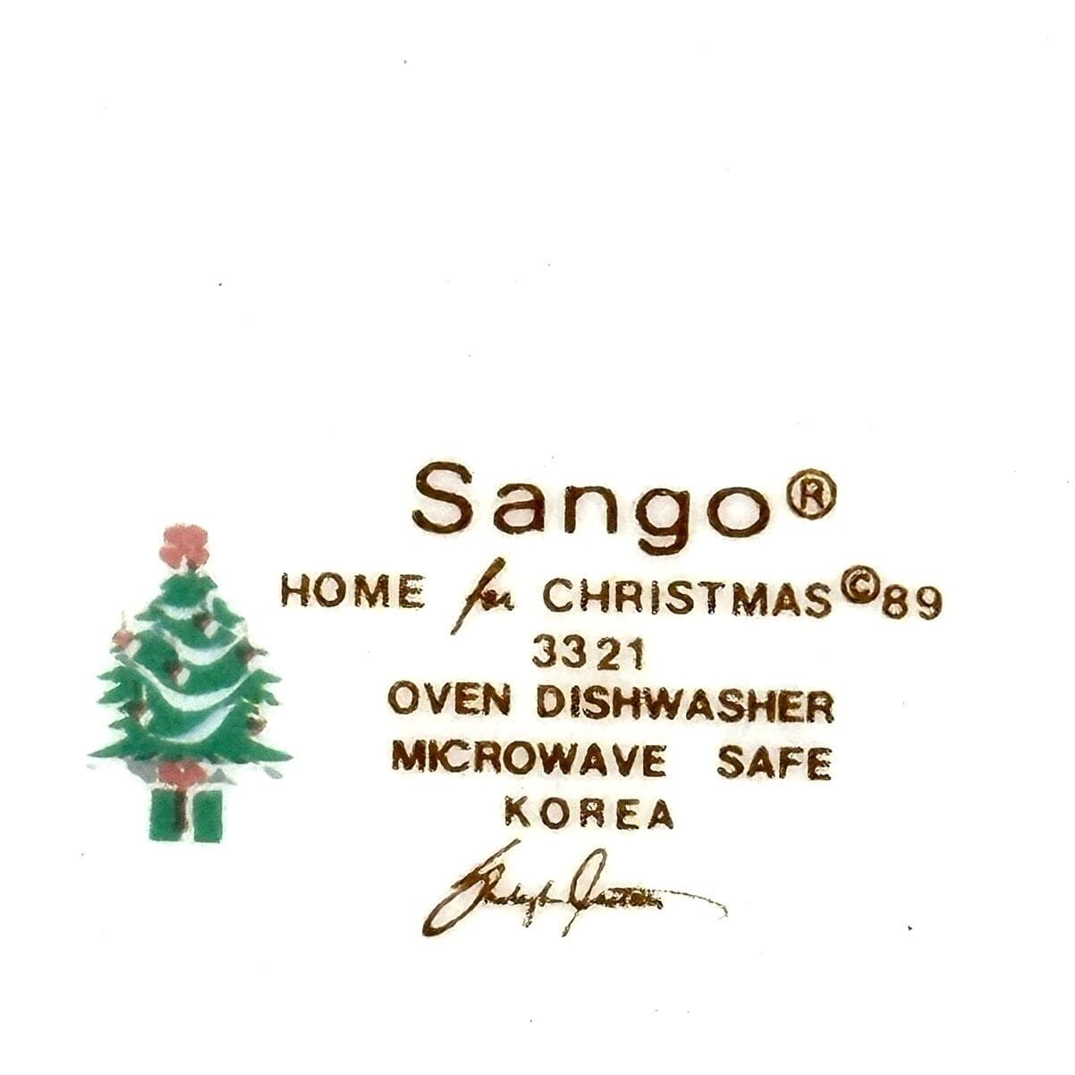 Sango Home for Christmas 1989 Korea Gold Mark # 3321 Flat Cup and Saucer Set - Thumbnail 8