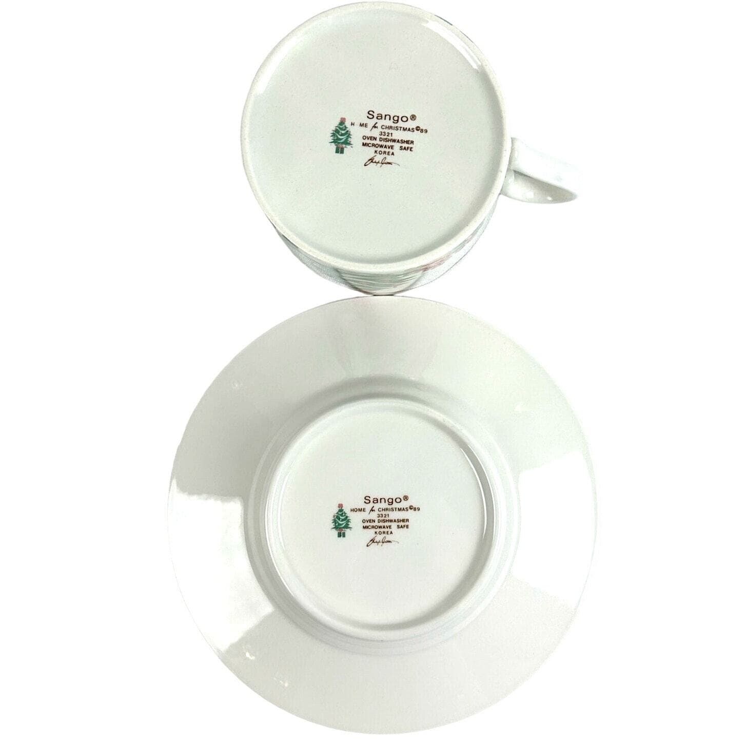 Sango Home for Christmas 1989 Korea Gold Mark # 3321 Flat Cup and Saucer Set - Thumbnail 7