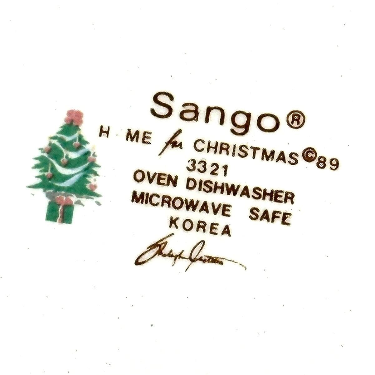 Sango Home for Christmas 1989 Korea Gold Mark # 3321 Flat Cup and Saucer Set - Thumbnail 9