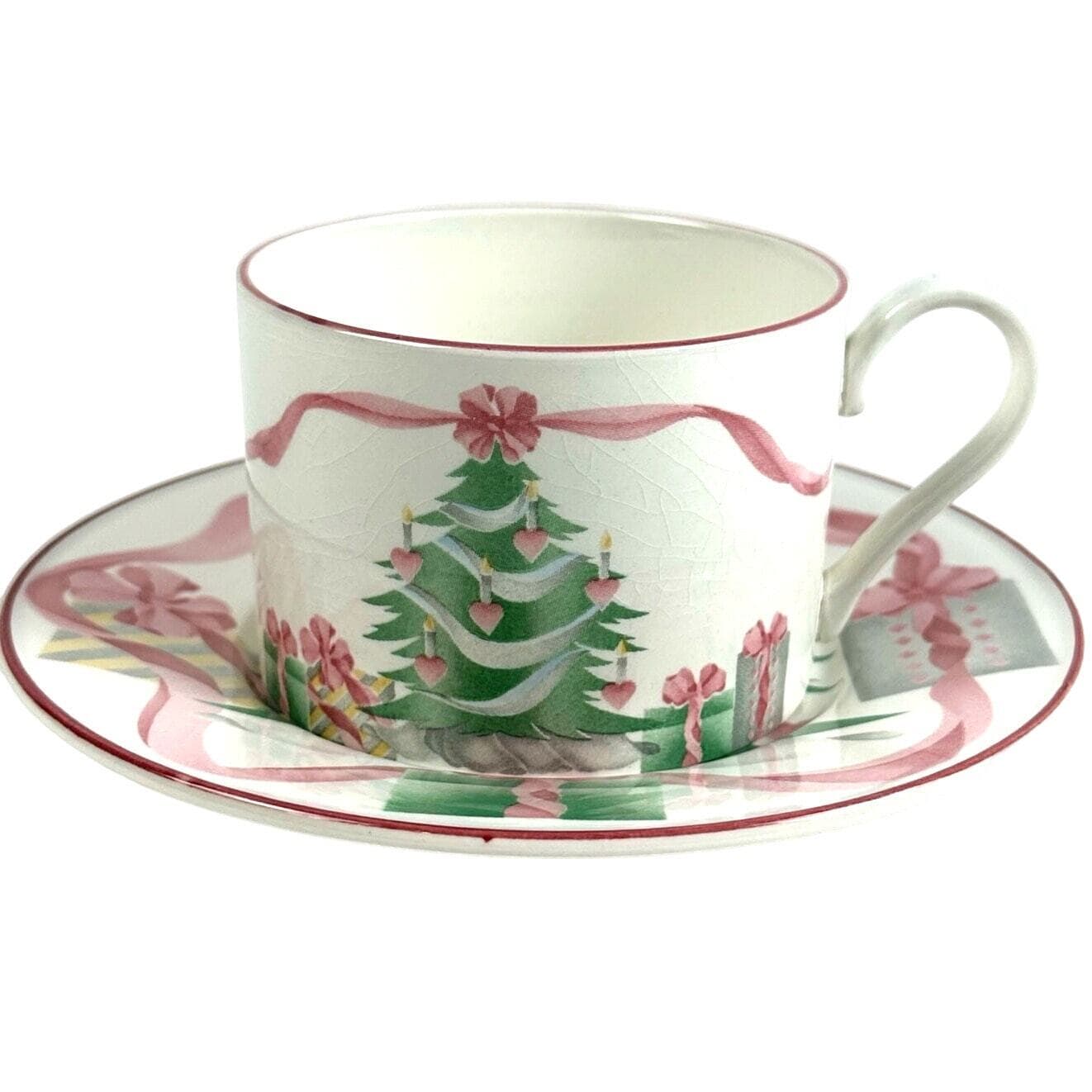 Sango Home for Christmas 1989 Korea Gold Mark # 3321 Flat Cup and Saucer Set