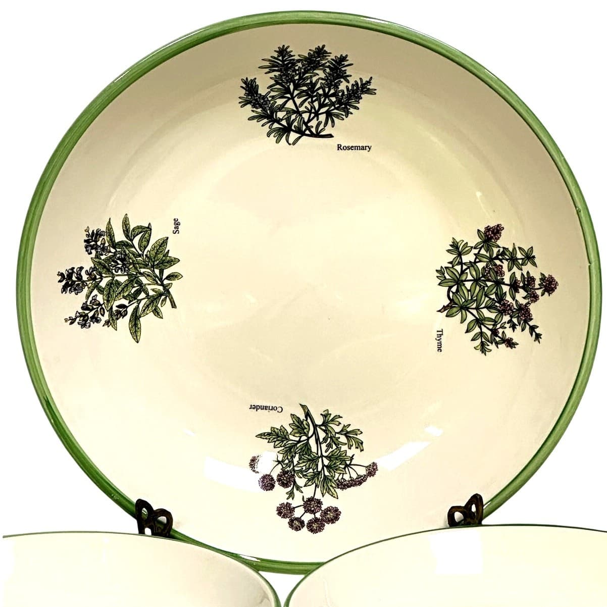 World Market Ceramic Pasta Bowl Set-Serving Bowl/4 Individual Bowls-Herbs Design - Thumbnail 2