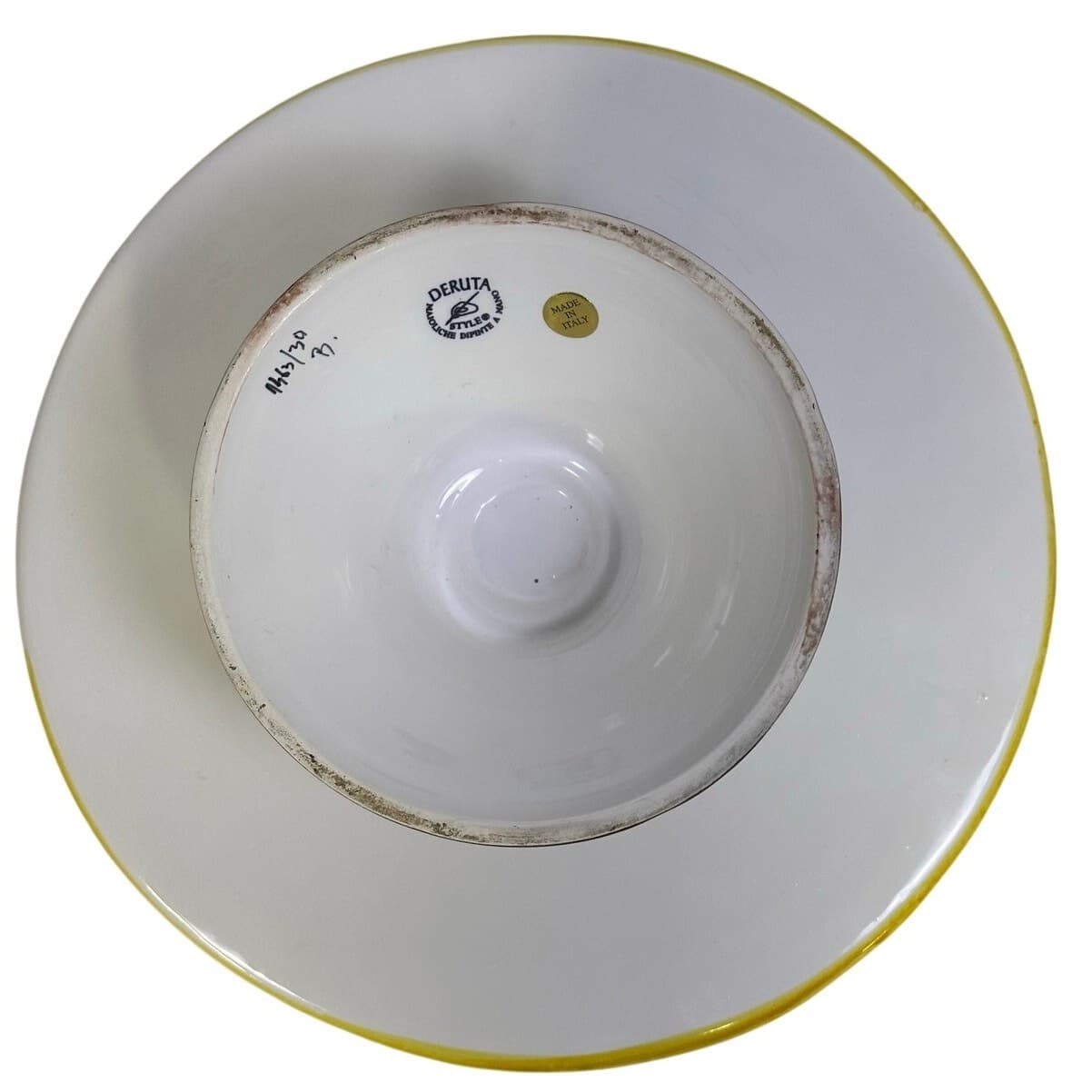 Deruta Italy Ceramic Raffaellesco Pedestal Hand Painted 12" Cake Stand-Stunning - Thumbnail 5