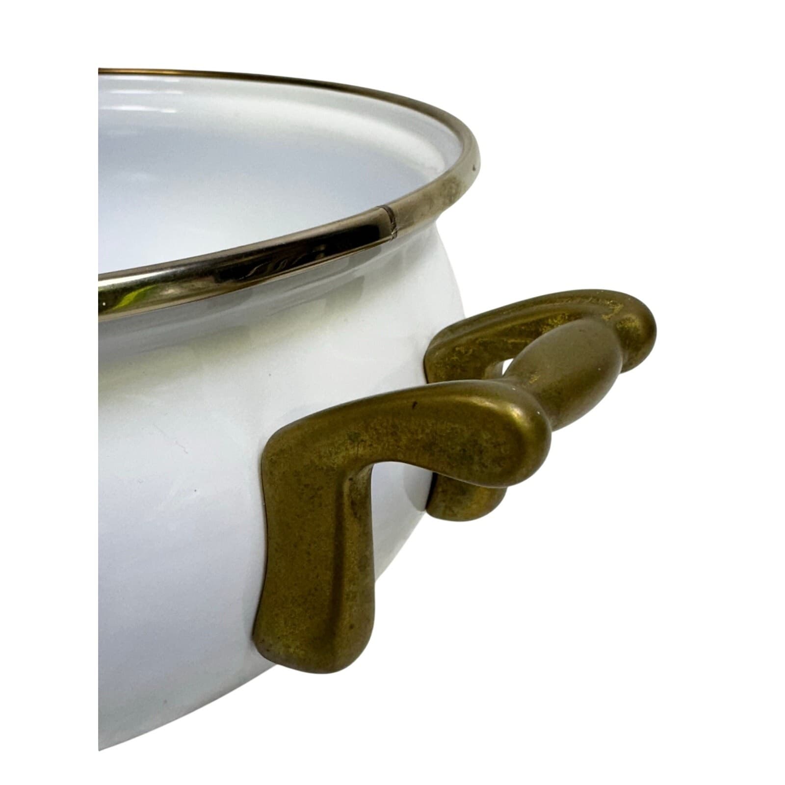 Regency Club Enamelware Vintage 3 QT Floral Dutch Oven Casserole Brass Handles - Thumbnail 8