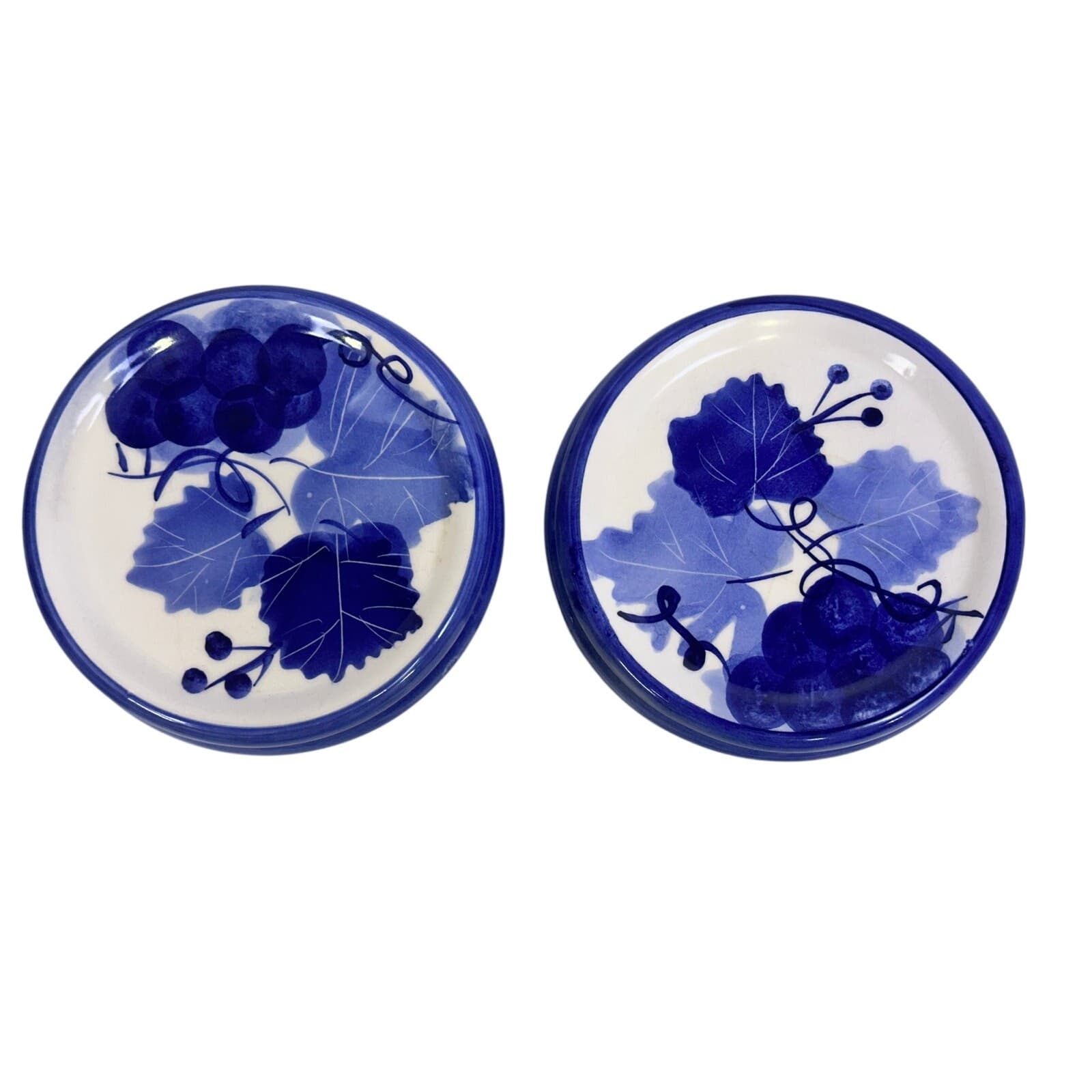 Designpac Vintage Blue/White Handpainted Grapevine Design Canisters w/Lid-Set 2 - Thumbnail 3