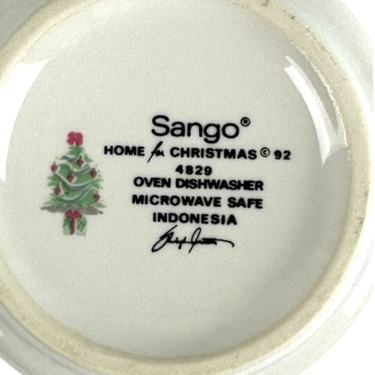 Sango Home for Christmas 1992 Indonesia Black Mark #4829 Tall Mug 4.25" - Thumbnail 8