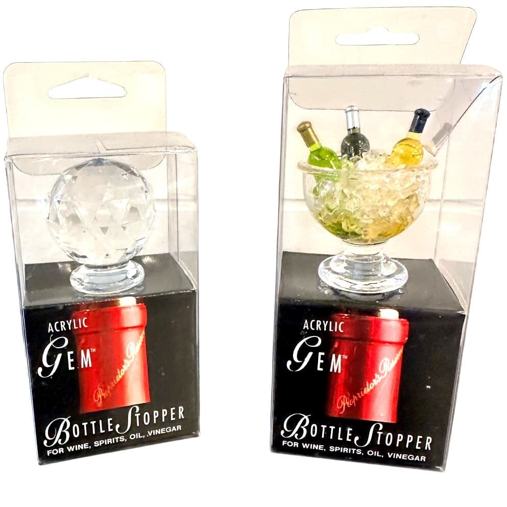 Acrylic Prodyne Gem Bottle Stoppers Ice Bucket & Faceted Prism-Set of 2