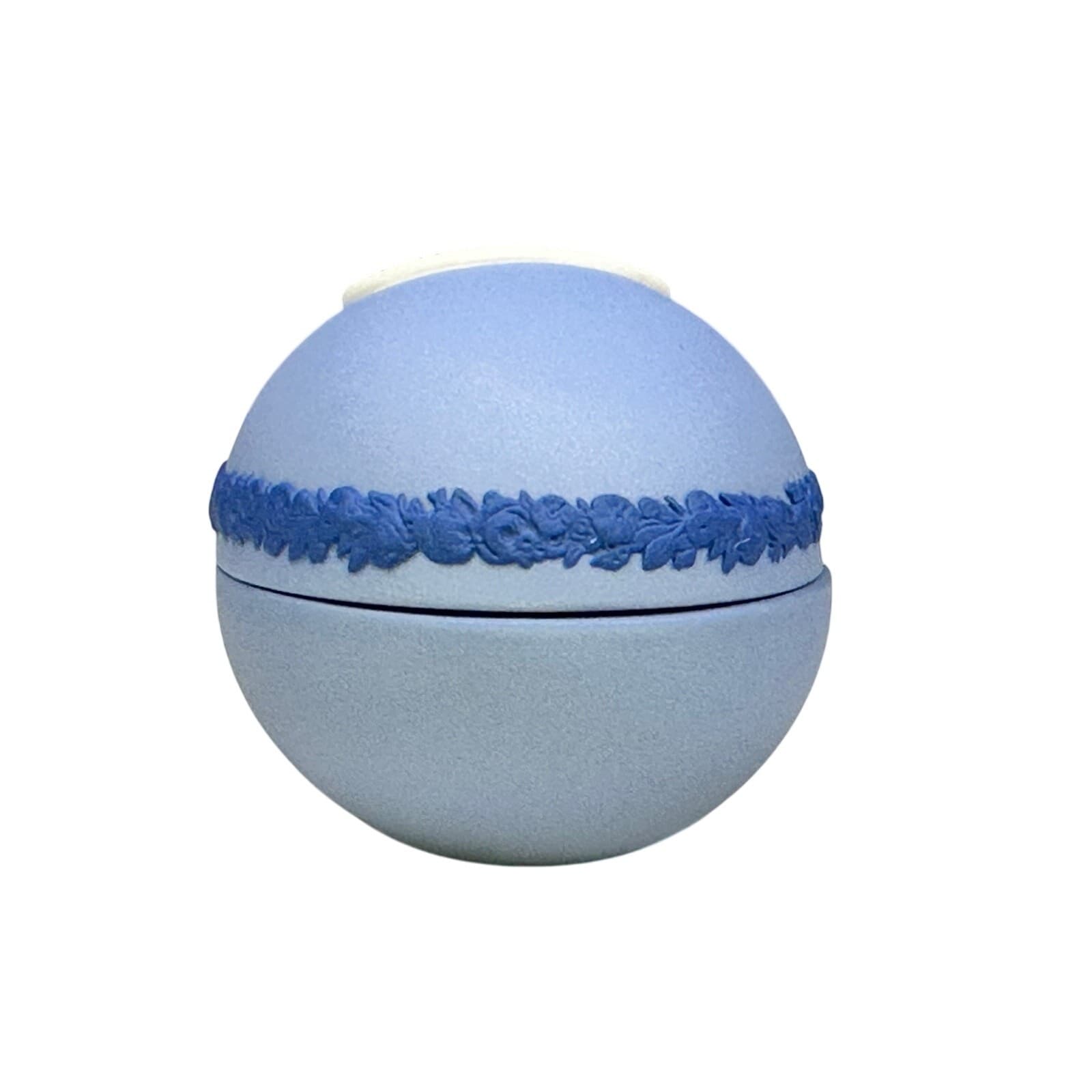 Wedgwood Jasperware Three Color 'Gigi' Egg Shaped White Blue Trinket Box and Lid - Thumbnail 5