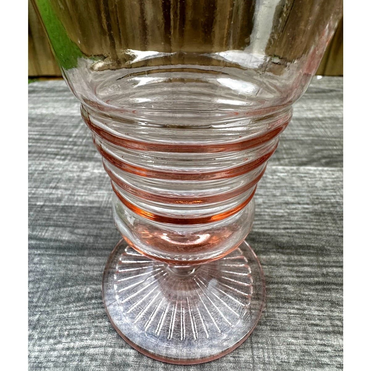 1930's-40's Vintage Pink Depression Glass Footed Soda Fountain Tumblers Set of 5 - Thumbnail 4