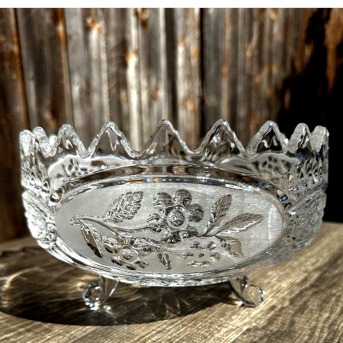 Flora Collection-Crystal Clear Industries Yugoslavia Vintage Footed Accent Bowl