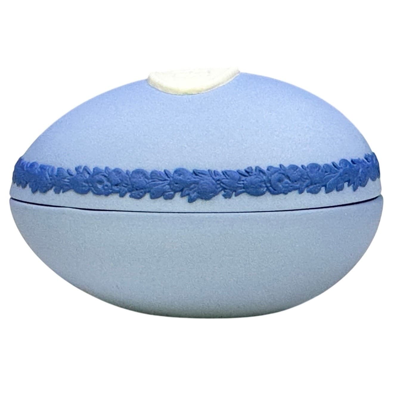 Wedgwood Jasperware Three Color 'Gigi' Egg Shaped White Blue Trinket Box and Lid - Thumbnail 4