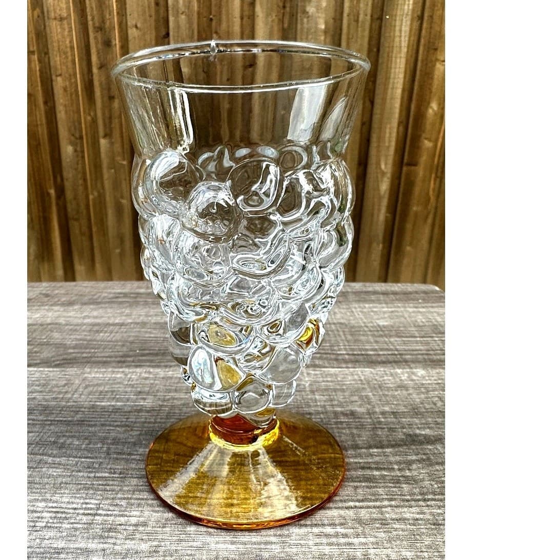 Abigail Portugal Rare Blown Amber Base Grape Iced Tea Footed Goblets-Set of 7 - Thumbnail 2