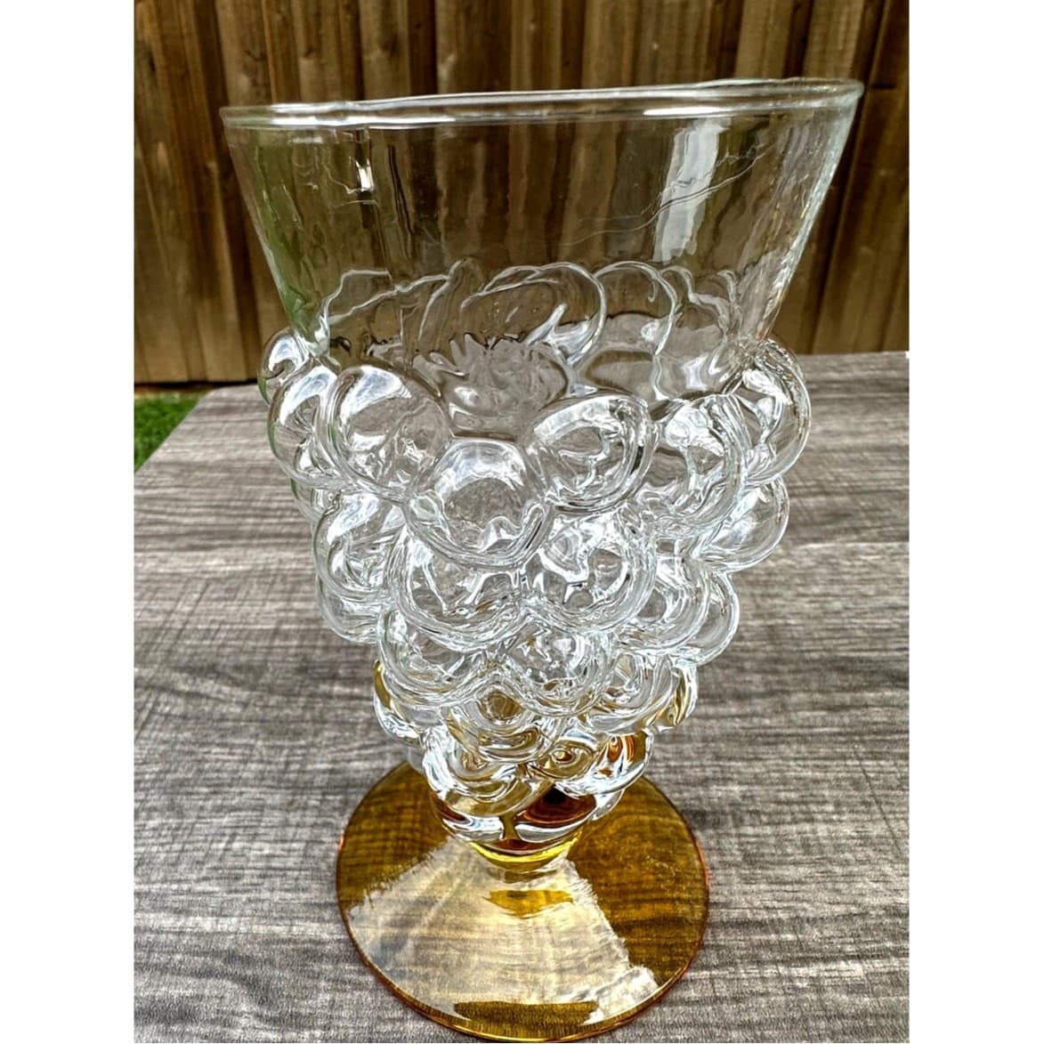 Abigail Portugal Rare Blown Amber Base Grape Iced Tea Footed Goblets-Set of 7 - Thumbnail 7