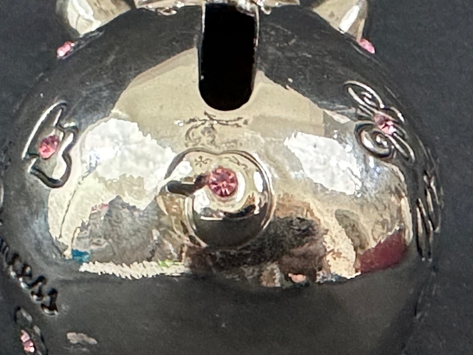 MUD PIE "Welcome Little Princess" Silver with Pink Jewels Vintage Piggy Bank - Thumbnail 10