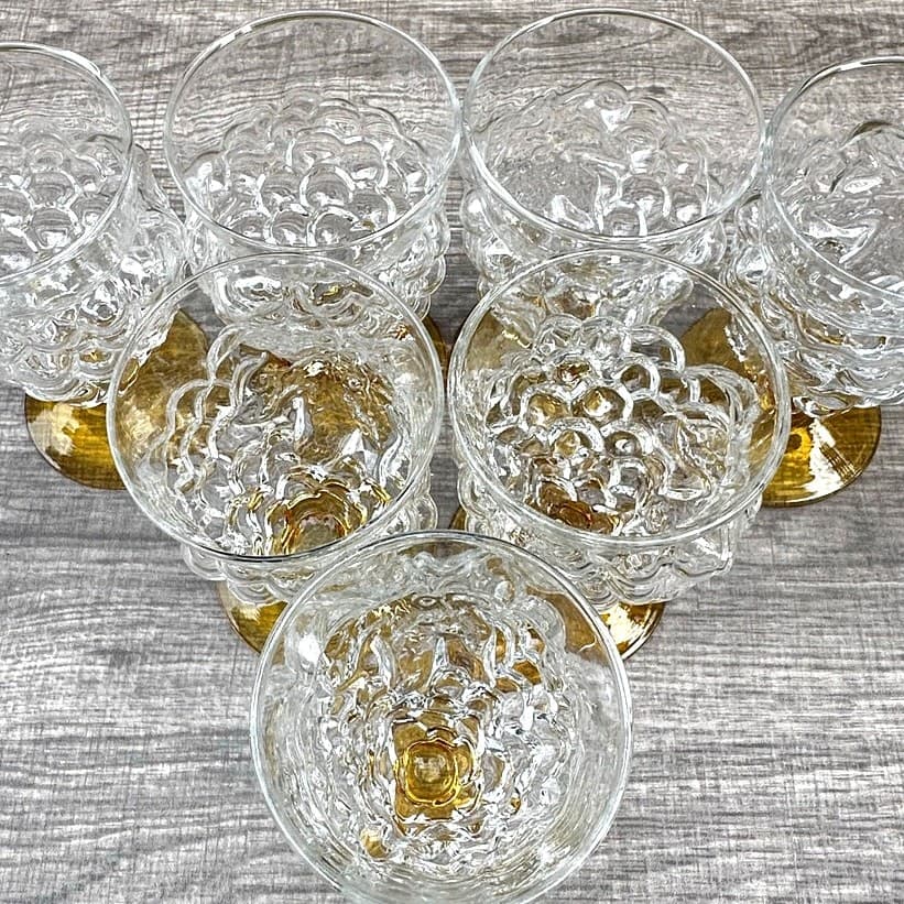 Abigail Portugal Rare Blown Amber Base Grape Iced Tea Footed Goblets-Set of 7 - Thumbnail 13