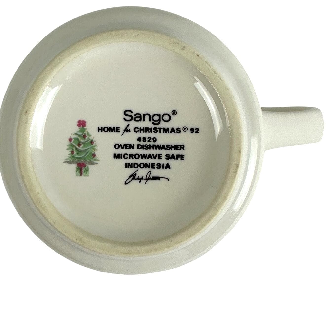 Sango Home for Christmas 1992 Indonesia Black Mark #4829 Tall Mug 4.25" - Thumbnail 7