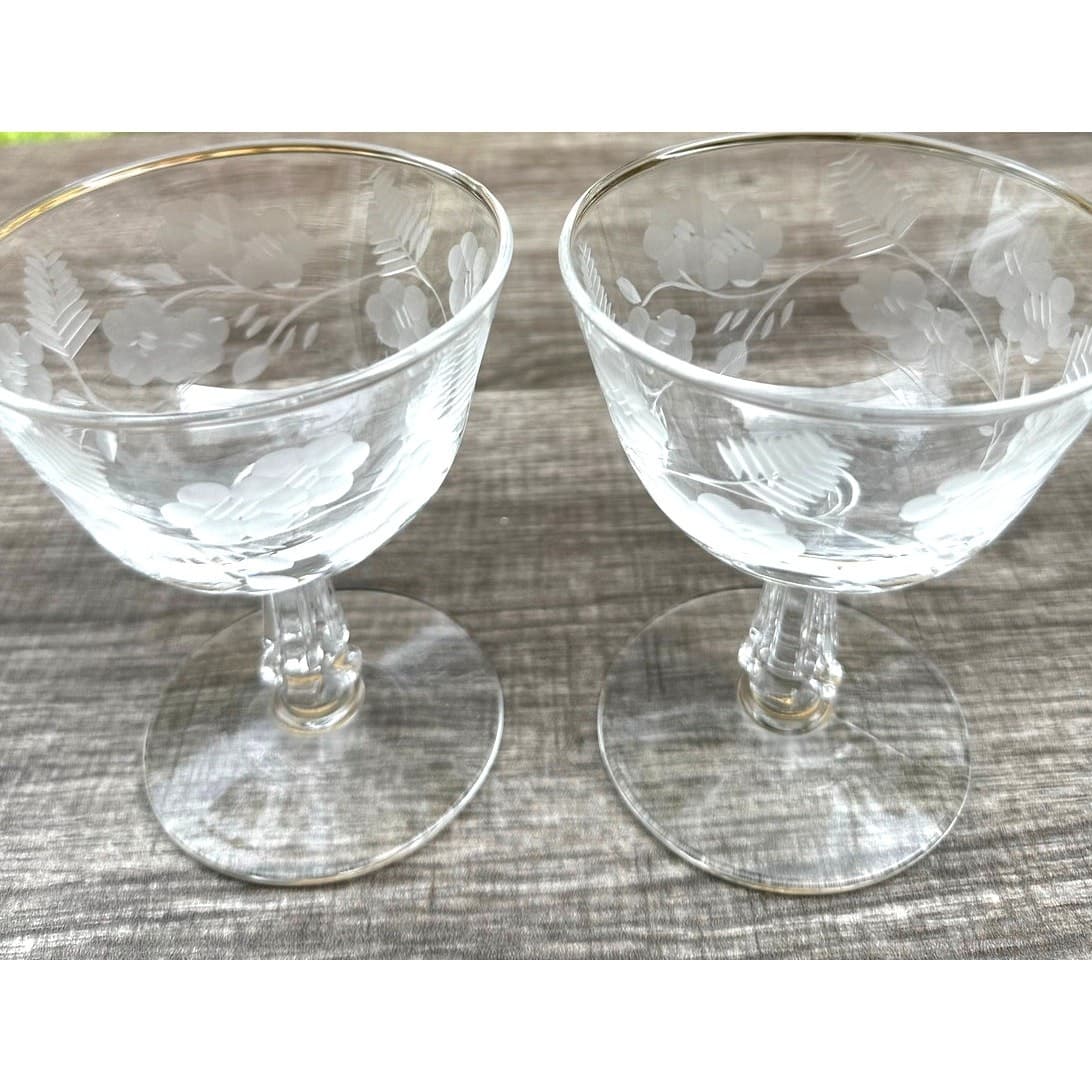 Libbey Crystal Garland Retired Blown Glass Vintage Low Sherbet Champagne-Set 2 - Thumbnail 5