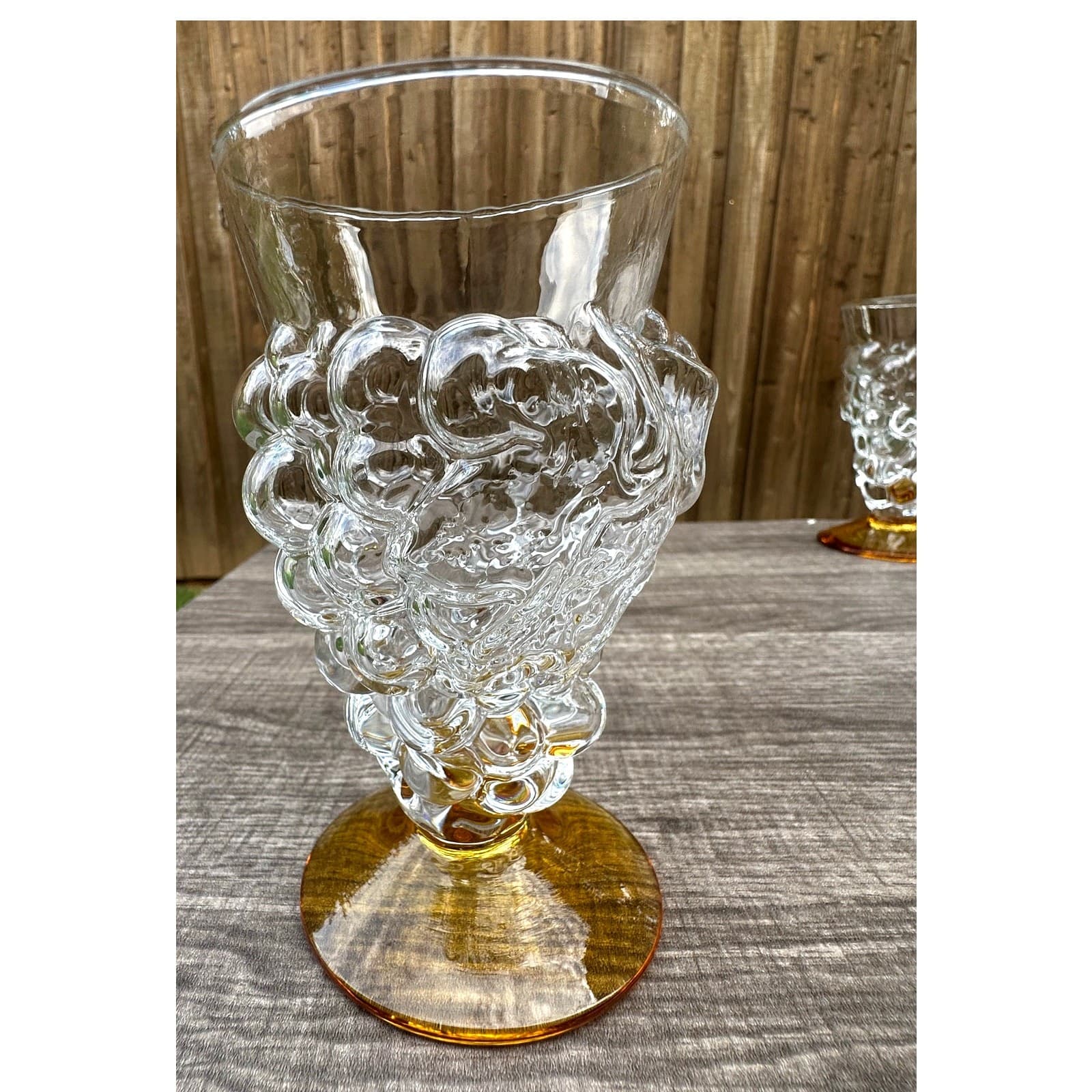 Abigail Portugal Rare Blown Amber Base Grape Iced Tea Footed Goblets-Set of 7 - Thumbnail 12