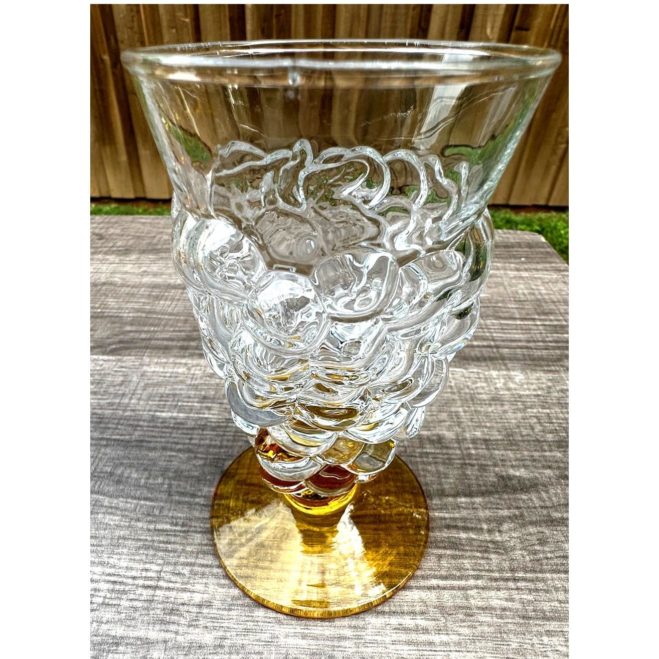 Abigail's Portugal Rare Blown Amber Base Grape Iced Tea Footed Goblets-Set of 3 - Thumbnail 4