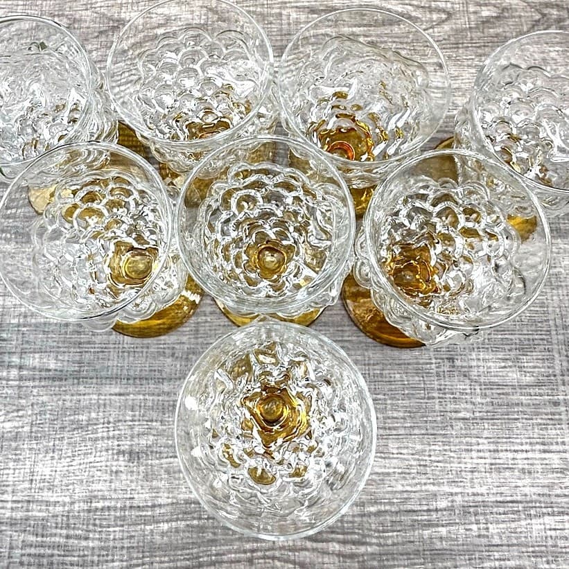 Abigail Portugal Rare Blown Amber Base Grape Iced Tea Footed Goblets-Set of 7 - Thumbnail 10