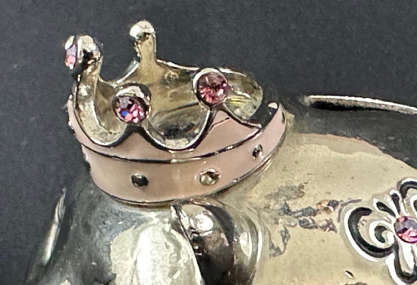 MUD PIE "Welcome Little Princess" Silver with Pink Jewels Vintage Piggy Bank - Thumbnail 2