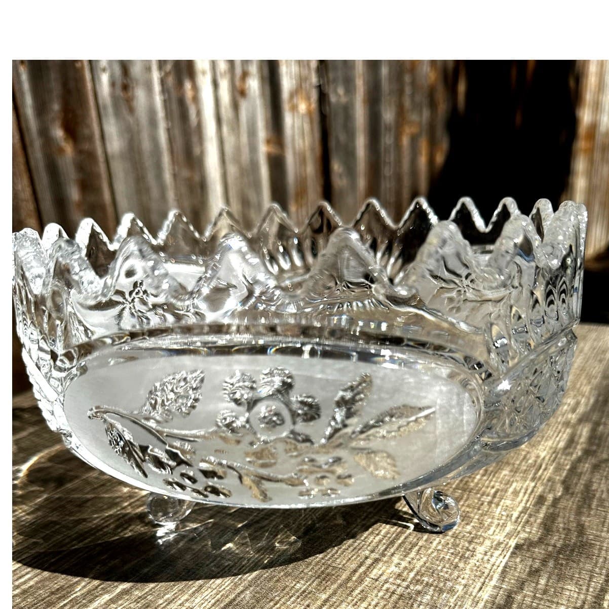 Flora Collection-Crystal Clear Industries Yugoslavia Vintage Footed Accent Bowl - Thumbnail 5