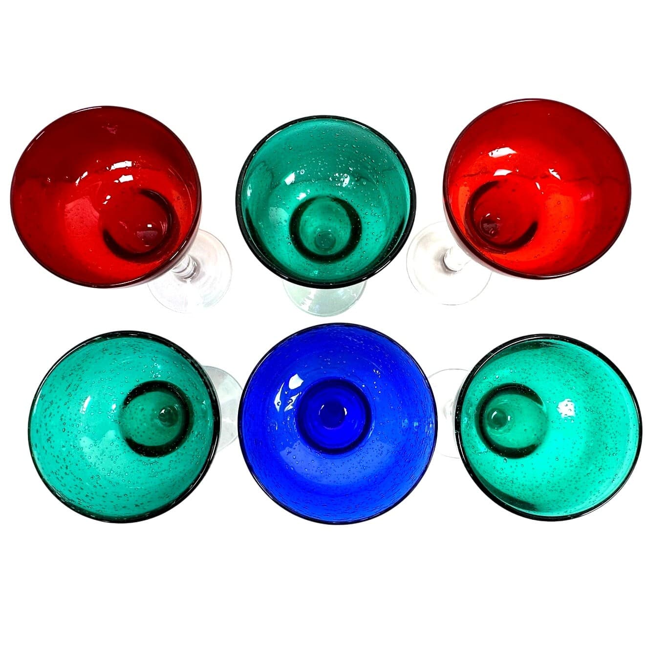 Vibrant Colorful Heavy Bubble Glass Margarita Glasses-Set of 6-Fun and Festive! - Thumbnail 3