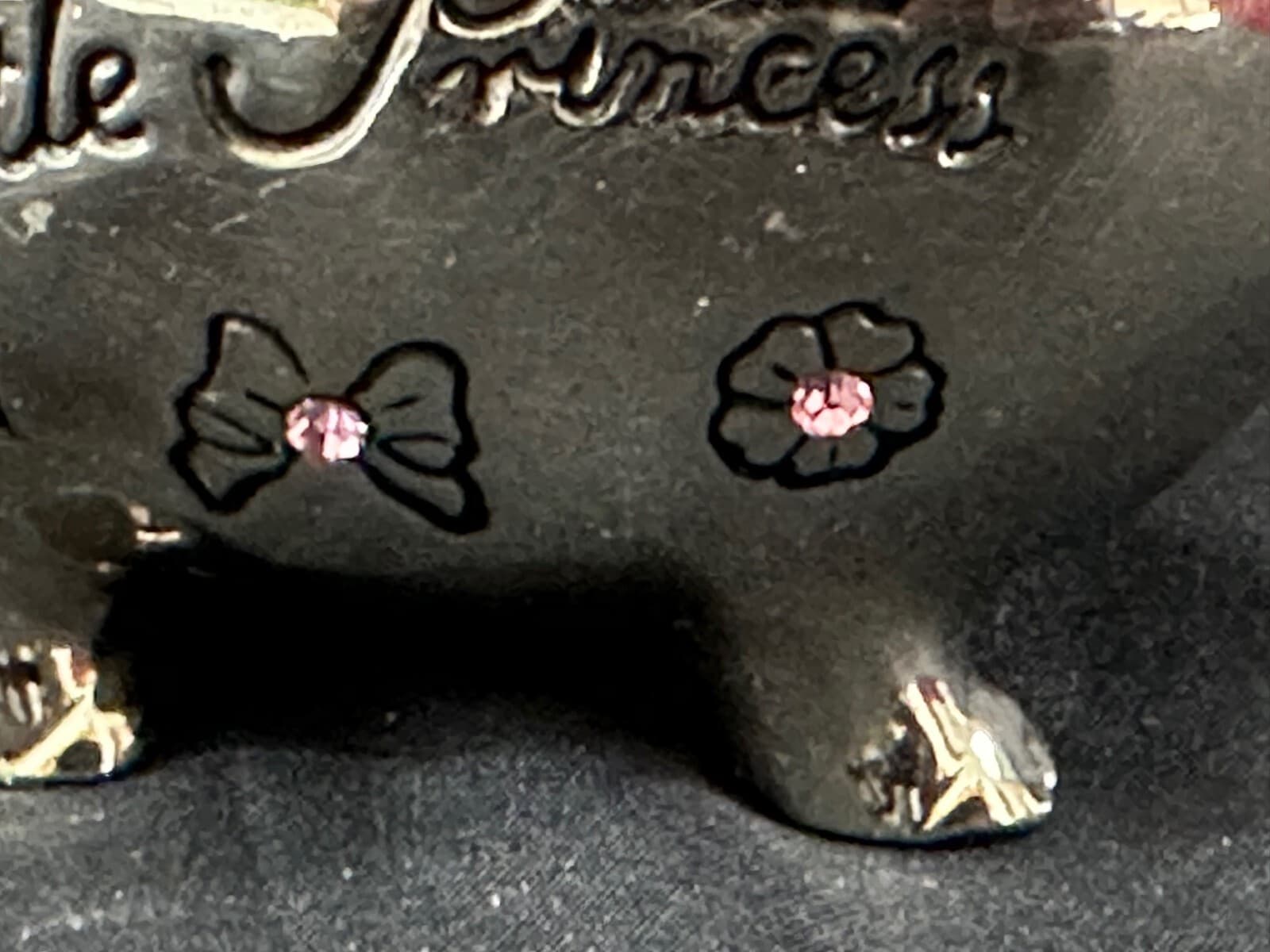 MUD PIE "Welcome Little Princess" Silver with Pink Jewels Vintage Piggy Bank - Thumbnail 7