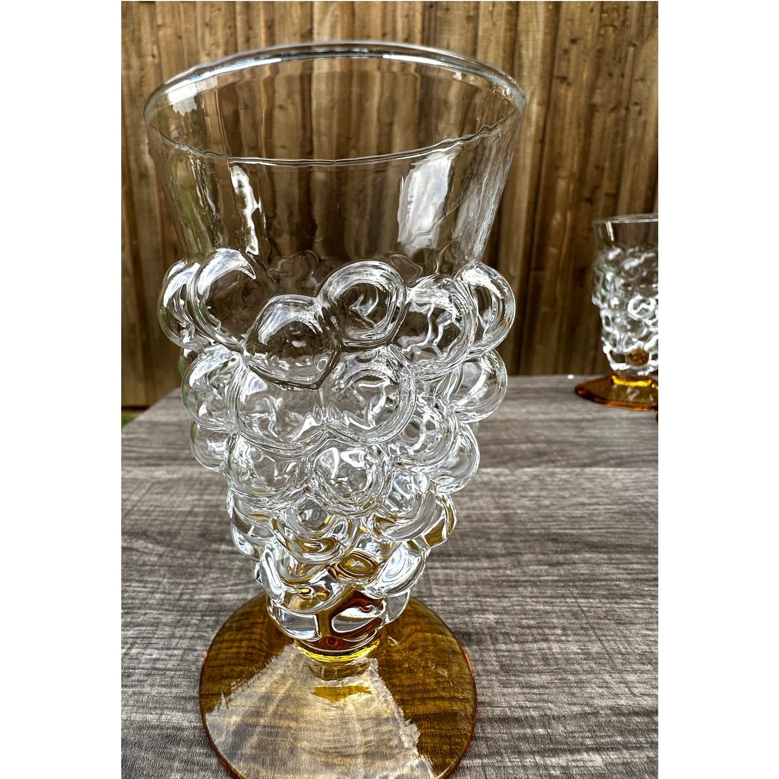 Abigail Portugal Rare Blown Amber Base Grape Iced Tea Footed Goblets-Set of 7 - Thumbnail 9