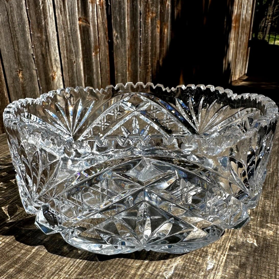 American Brilliant Period Lead Cut Crystal Poland Irena 8" Accent Serving Bowl