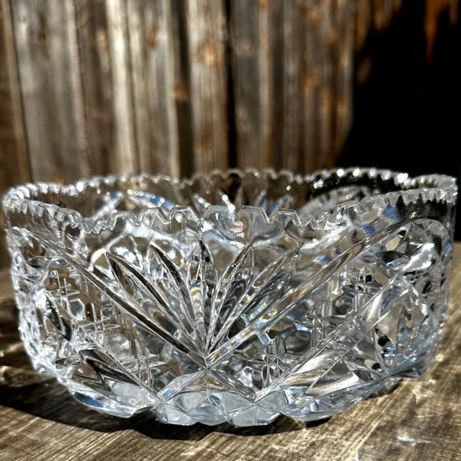 American Brilliant Period Lead Cut Crystal Poland Irena 8" Accent Serving Bowl - Thumbnail 7