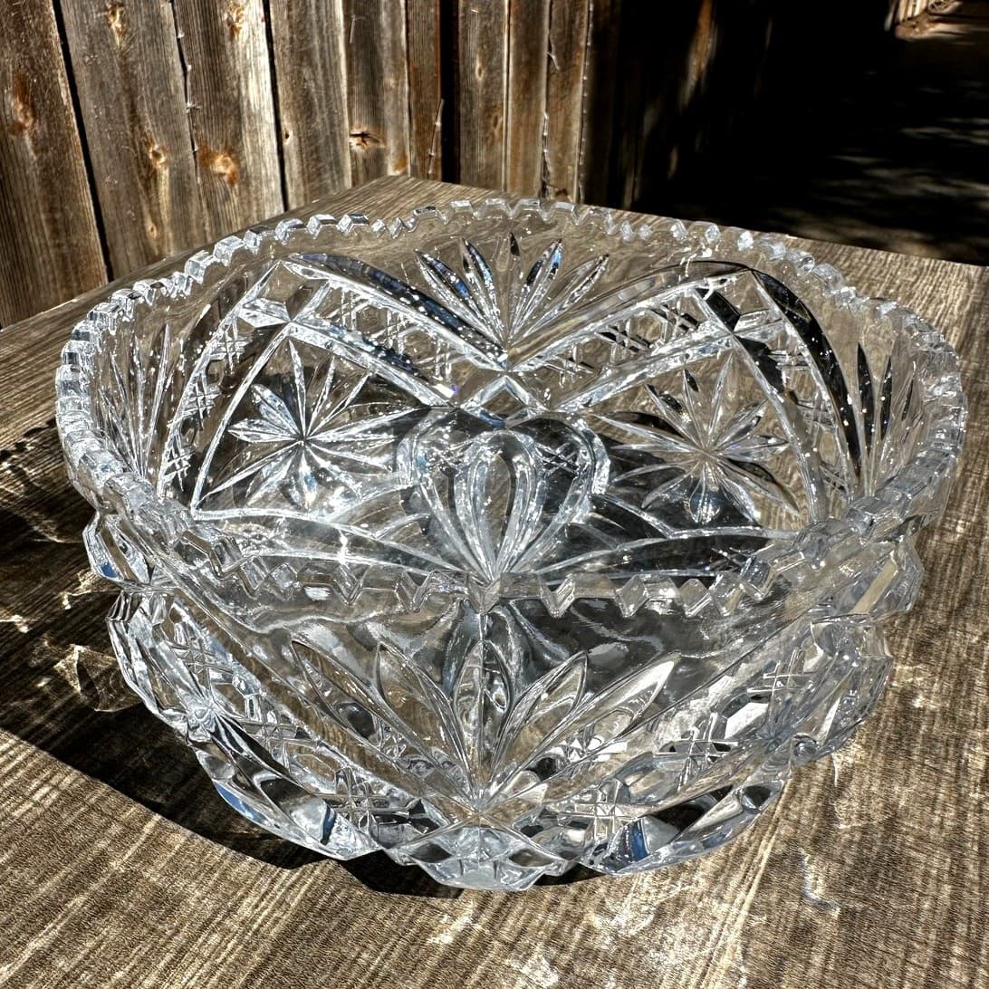 American Brilliant Period Lead Cut Crystal Poland Irena 8" Accent Serving Bowl - Thumbnail 2