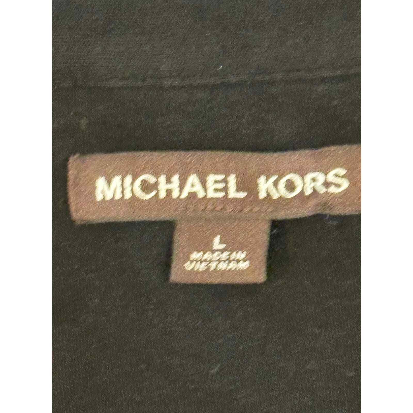 Michael Kors Black White Short Sleeve Polo Shirt-L - Thumbnail 5